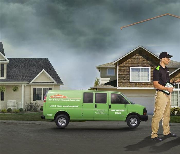 servpro truck with storm in back